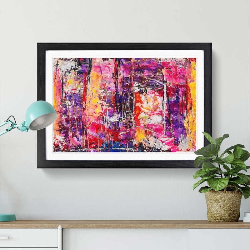Abstract Art Painting Vol.145 by S.Johnson - Single Picture Frame Painting, 45cm H x 63cm W x 2cm D, Black Framed