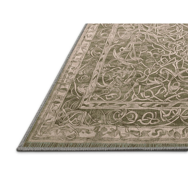 Machine Washable Gray Area Rug, Square 6'