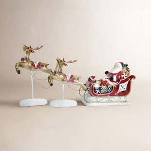 Indoor/Outdoor Oversized Christmas Décor, Long-Lasting LED Lights, Santa Sleigh and Flying Reindeer