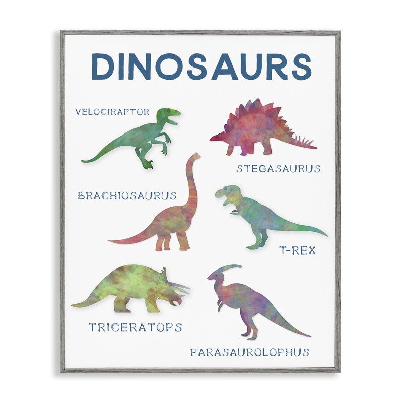Giclée encadrée de dinosaures éducatifs simples, conception par CAD Designs, Estampe numérique Farmhouse, H 30 po x l 24 po