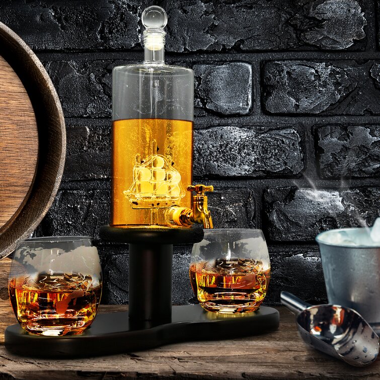 Viski Admiral Liquor Decanter - Glass Liquor Dispenser for Whisky & Brandy