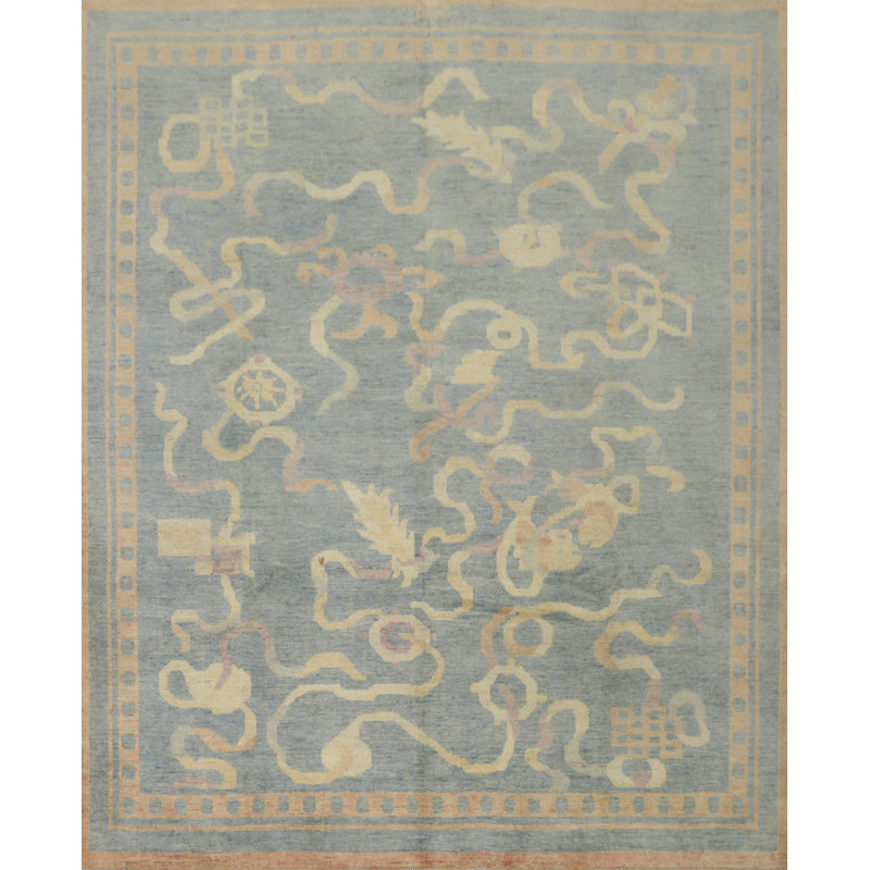 Tapis bleu à motif végétal Ziegler 8x8