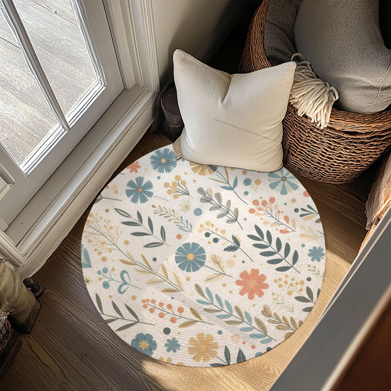 Tapis tressé Sunshine Bloom Fest, Rond 5 pi