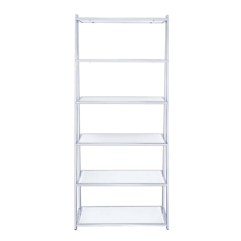 Bibliothèque blanche et chrome avec 6 tablettes