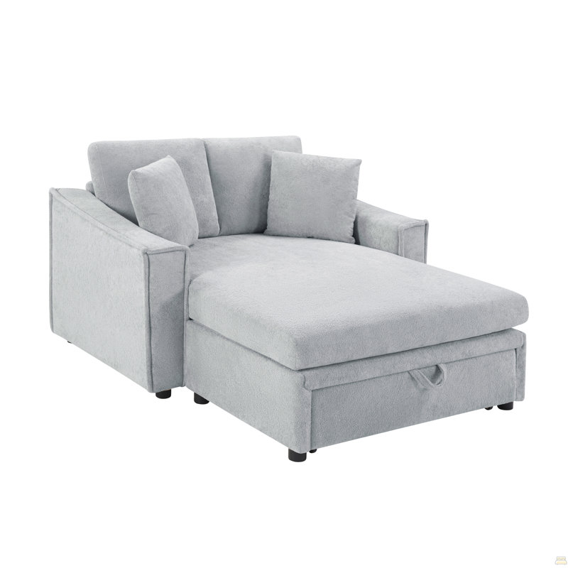 Canapé-lit moderne 53,5 po Canapé-lit Canapé-lit avec coussins et espace de rangement caché pour le salon, la chambre à coucher, gris