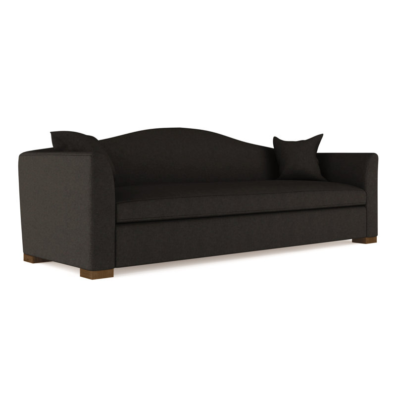 Horatio Camelback Taper Curved-Arm Sofa, Plush Velvet Chocolate, 33" H x 108" W x 36" D, Weathered