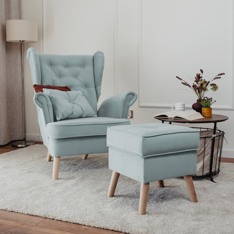 Upholstered Armchair, Blue