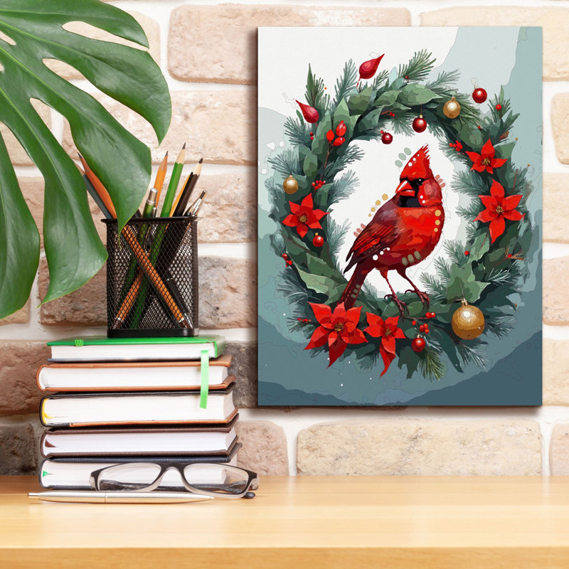  «Christmas Cardinal» par Dean Russo, art mural sur toile, 12 po x 16 po, H 16 po x l 12 po
