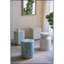 Tabouret d'appoint 14 x 14 x 18 po avec motif Capiz bleu et blanc
