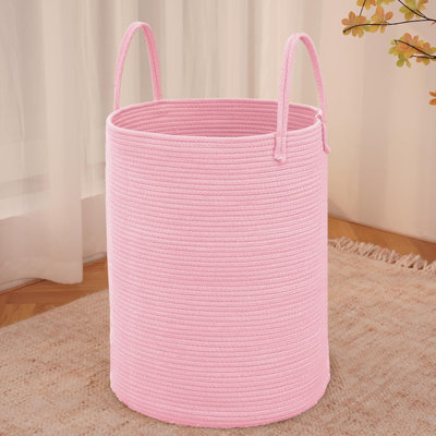 Grand panier à linge tissé, panier de rangement en corde de coton pour couvertures, jouets et vêtements, grand panier à linge décoratif pour le salon, la chambre à coucher et la salle de bain