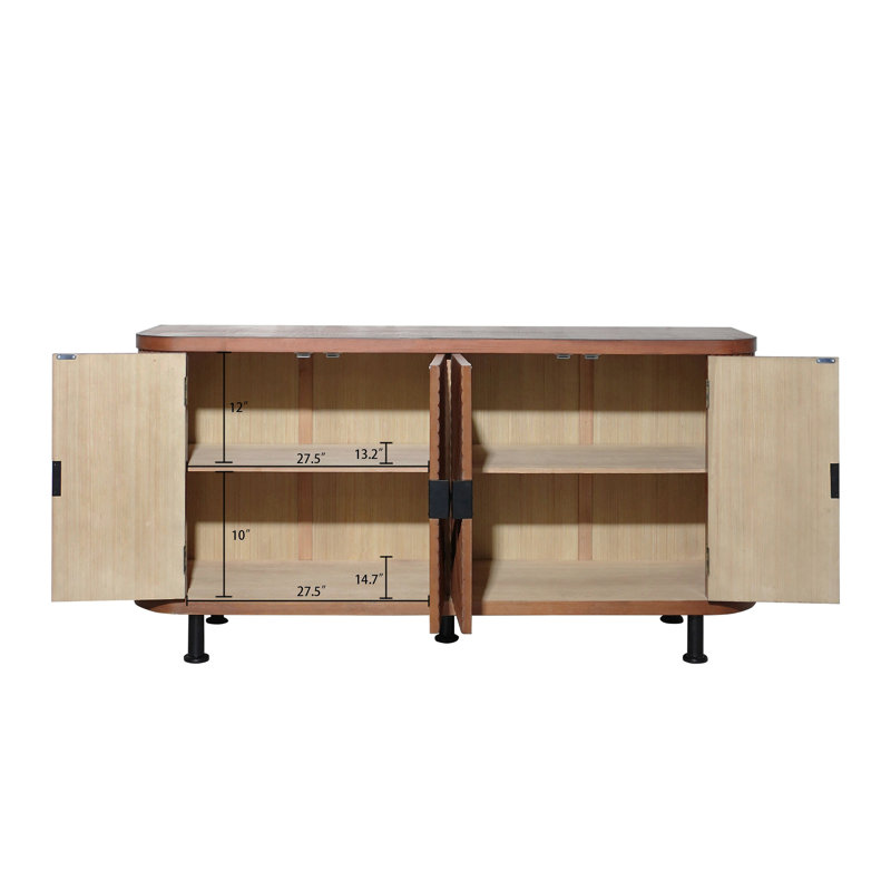 Armoire de rangement décorative, armoire d'appoint moderne avec tablettes réglables, buffet autoportant avec quatre portes, armoire décorative avec 4 portes pour le couloir du salon
