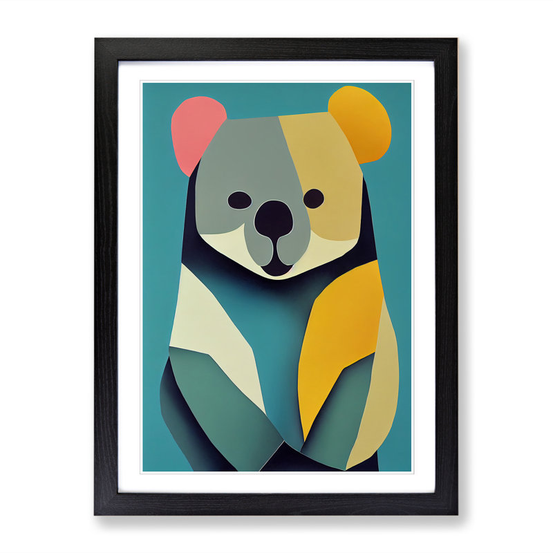 Koala Bear Abstract Vol.1 - Picture Frame Print, 34cm H x 25cm W x 2cm D, Oak