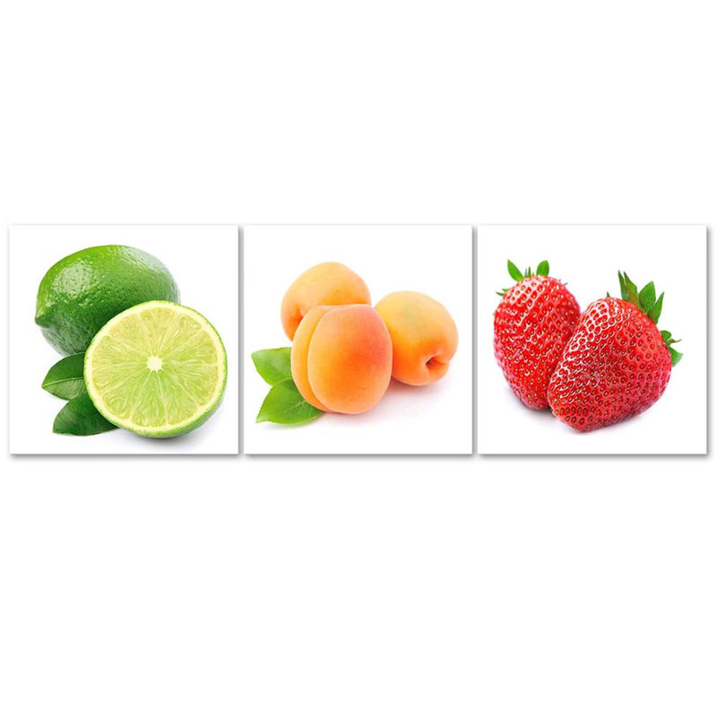 Juicy Fruits - 3 Piece Wrapped Canvas Print Set, 40cm H x 120cm W