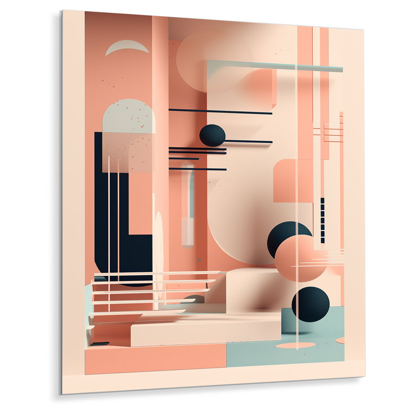 Décoration murale bleu doux et rose Mid Century III, H 20 po x l 12 po x P 1 po