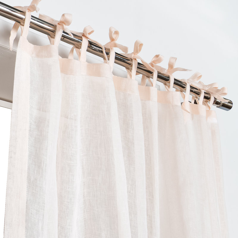 Jensen Linen Sheer Single Curtain Panel Panel, 52" W x 84" L, Pink