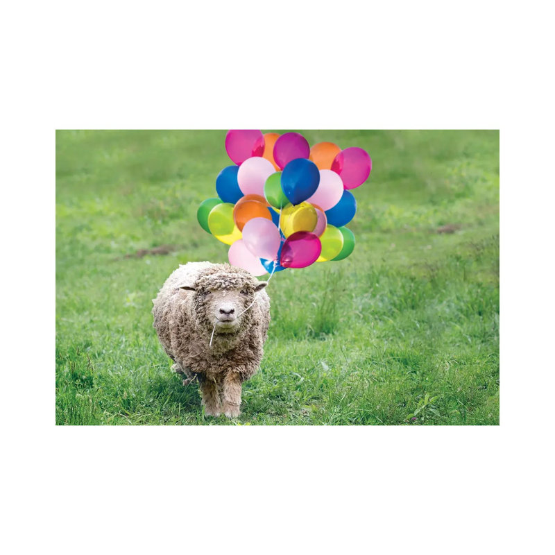 Babydoll Sheep Party Balloons by Karen Burke - Wrapped Canvas Print, 20.32cm H x 30.48cm W x 1.905cm D