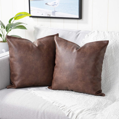 Ensemble de 2 housses de coussin décoratif en similicuir