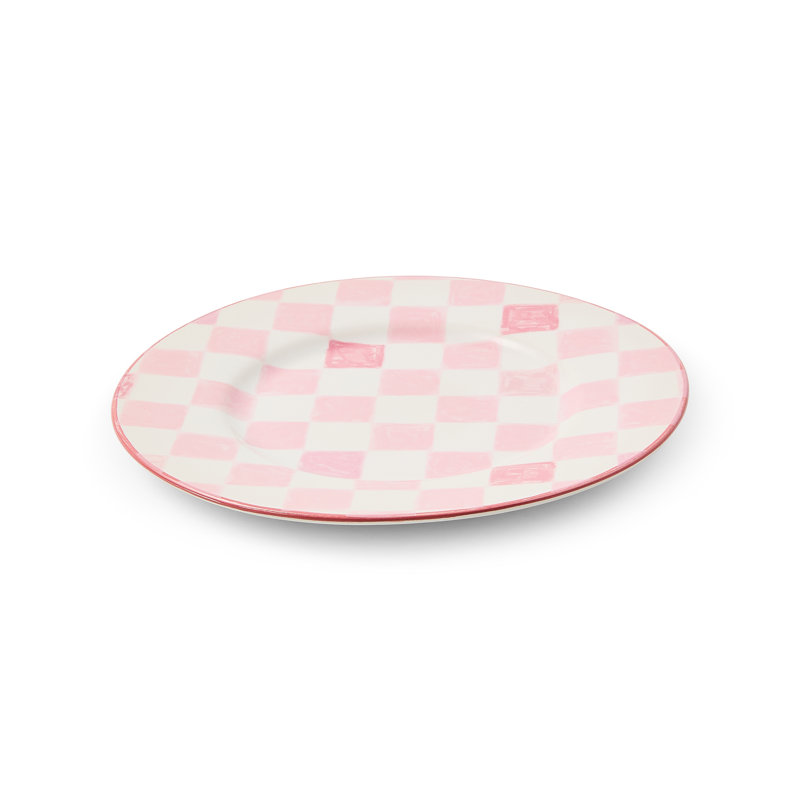 Check Salad Plate, Pink/White