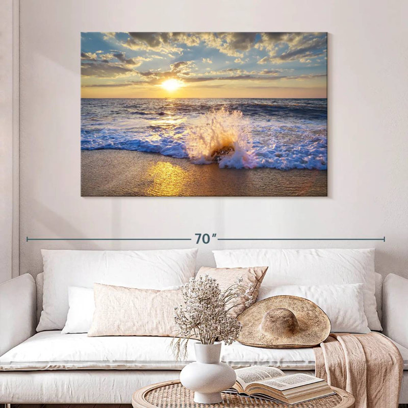Sunset Over Beach Canvas Print, 32" H x 48" W x 1.25" D