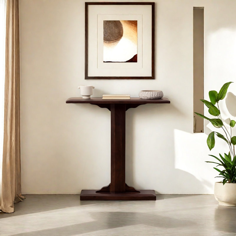 Console Minimalist Art, Bois brun foncé, H 31,5 po x l 31,5 po x P 9,84 po