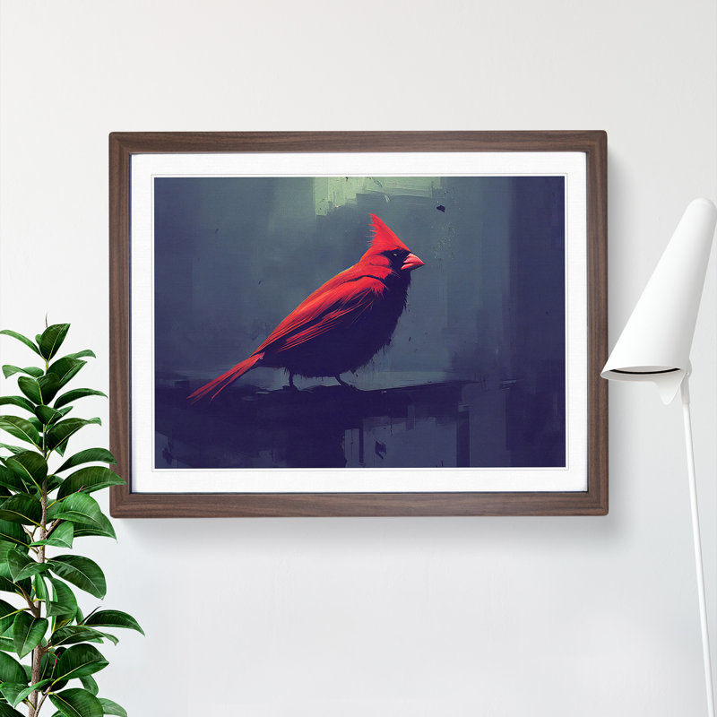 Cardinal Bird Vol.5 - Single Picture Frame Print, 46cm H x 64cm W x 2cm D, Walnut Framed