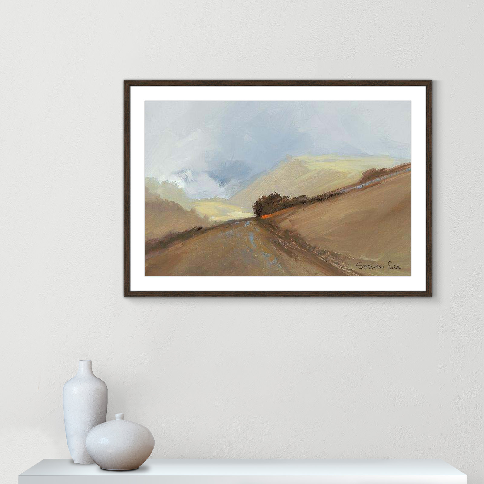 Heaven And Earth II by Spencer Lee, 29.5" H x 41.5" W x 0.75" D, Walnut Framed