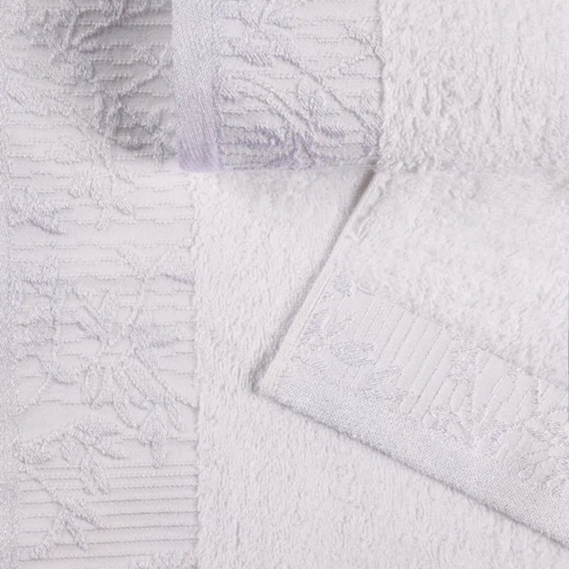 Ensemble de serviettes de bain en coton de poids moyen à bordure florale en jacquard pour la salle de bain Carinna
