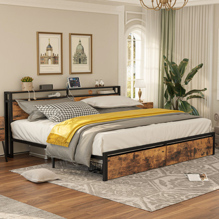 17 Stories Gulzada Metal Platform Storage Bed & Reviews | Wayfair