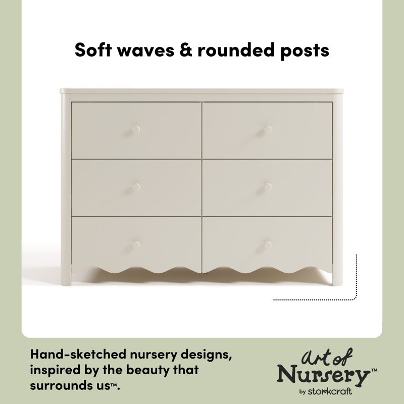 Casablanca 6-Drawer Double Dresser, Frosted Oat