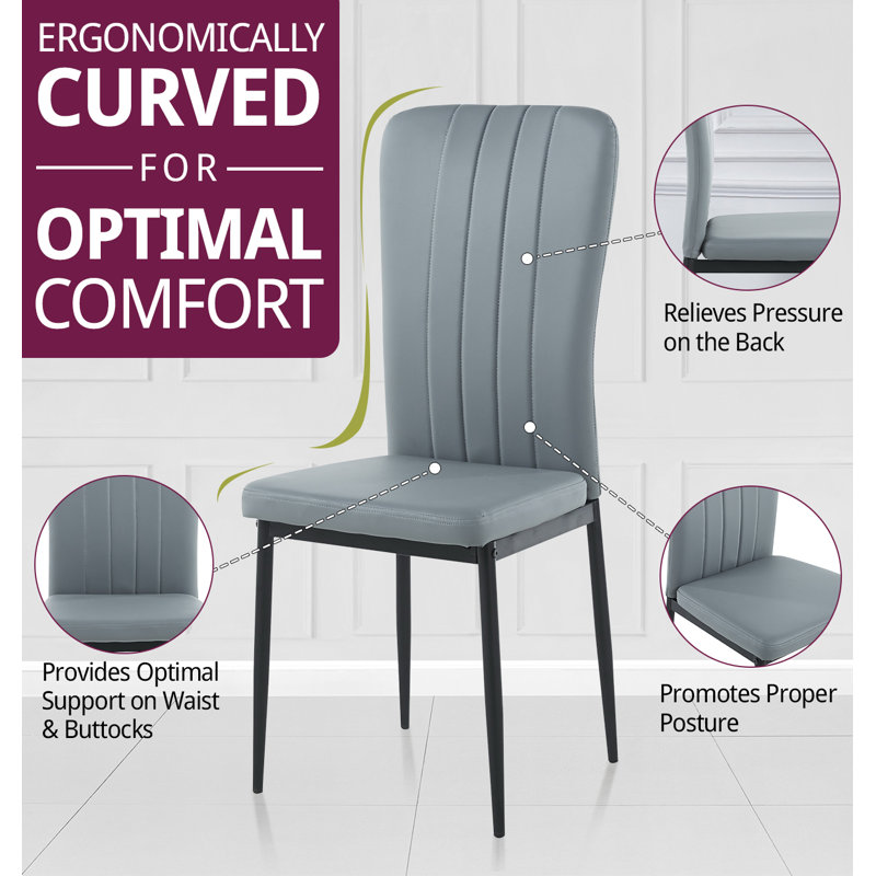 Mose 46cm H Upholstered Metal Upholstered Back Parsons Chair in Grey