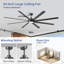Ventilateur de plafond 8 pales avec télécommande, moteur à courant continu réversible silencieux, ventilateur de plafond avec lumière DEL, grand ventilateur de plafond moderne pour les espaces intérieurs et extérieurs couverts-2089840366