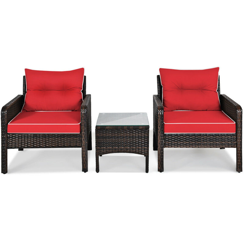 Earlville 2 - Person Patio Conversation Set with Cushions, Red