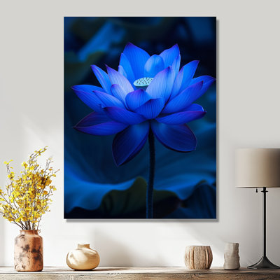 Indigo Lotus Night I - Blue Zen Canvas Print