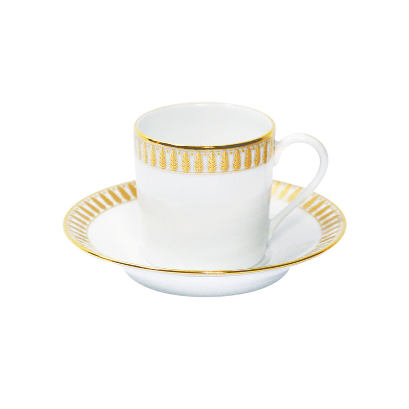 Plumes Porcelain Espresso Cup, Gold, 2.3 oz.