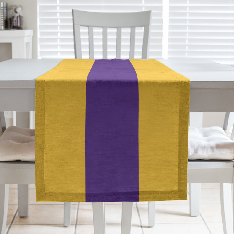 Minnesota Football Stripes Table Runner, 72" x 16", Cotton Blend, Gold/Purple