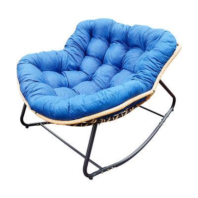 Chaise d'intérieur avec capacité de 450 lb, rembourrage double et facile d'entretien, parfaite pour le soutien lombaire ergonomique bleu du salon, poignées antidérapantes, motif uni, espace principal approprié