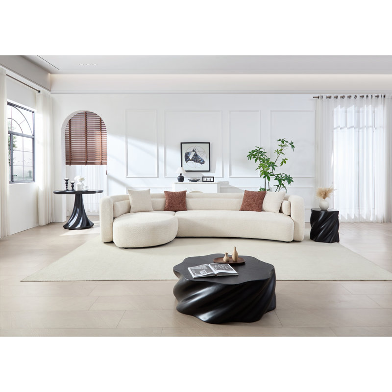 Canapé modulaire incurvé de luxe de 132 po, canapé confortable de style minimaliste pour appartement de salon, méridienne modulaire en L