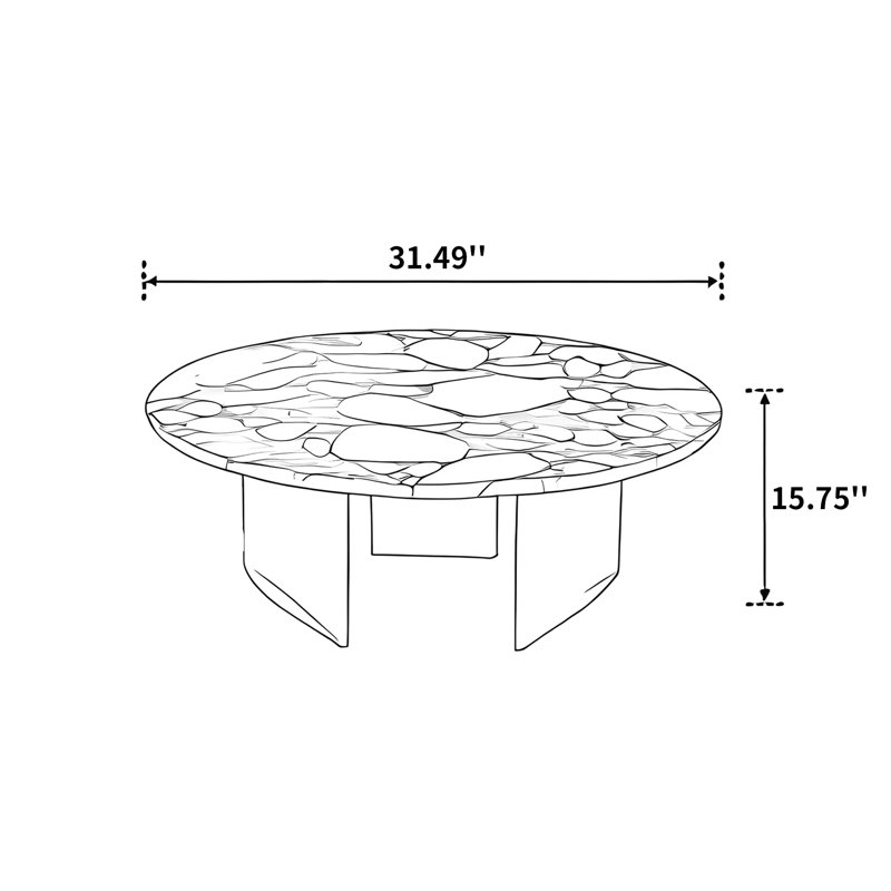 Table basse en pierre avec base en acier au carbone