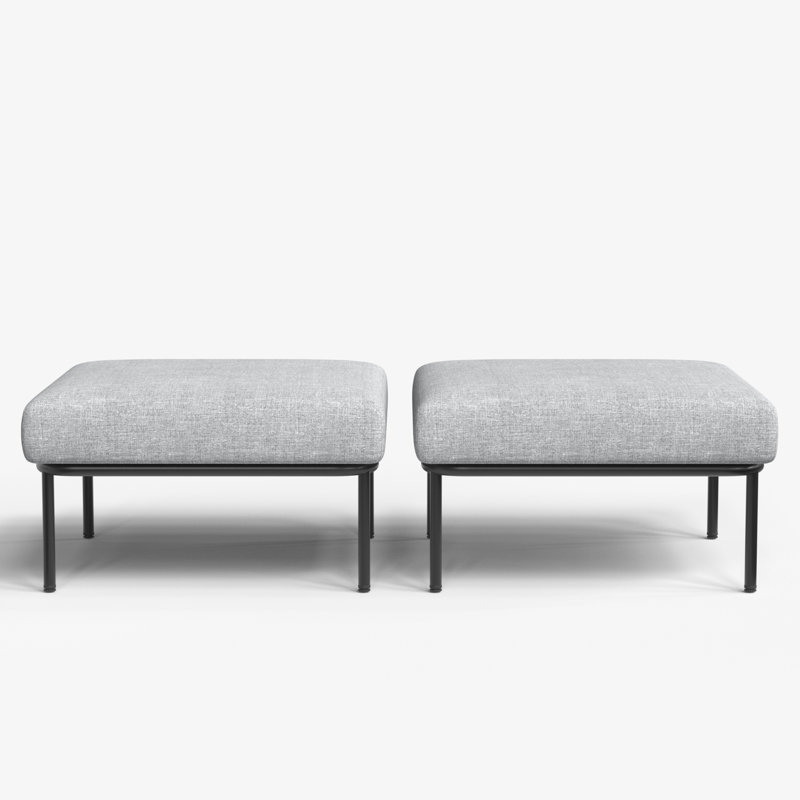 Repose-pieds d'extérieur avec coussins Layinsun (ensemble de 2), Gris clair