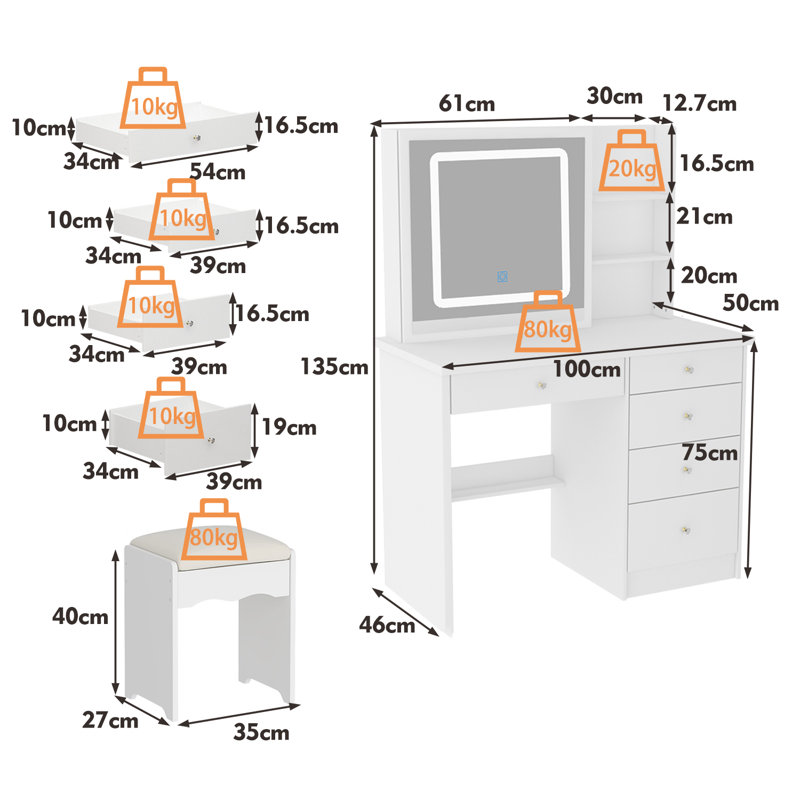 Christlyn Dressing Table with Mirror