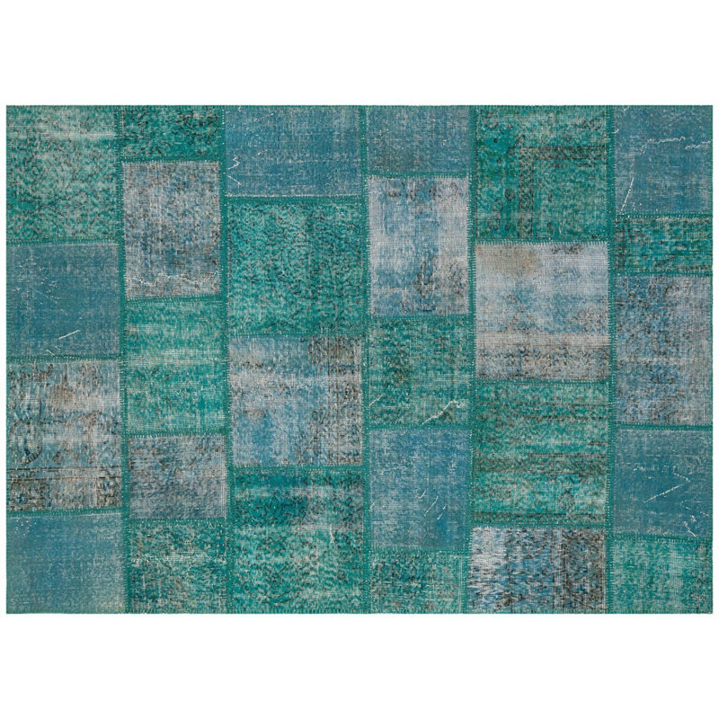 Tapis turquoise moderne fabriqué à la main Modern