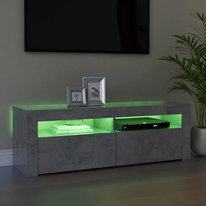 Liza  TV Cabinet with LED Lights 120x35x40 cm, Concrete Grey