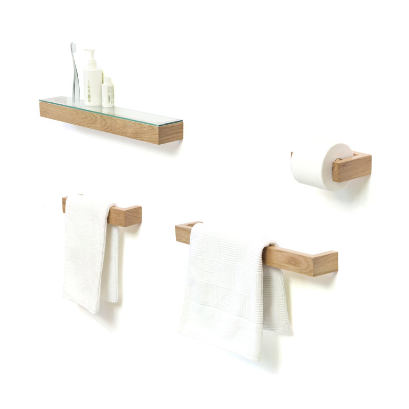 Ashford Wall Mounted Toilet Paper Holder, Natural Oak