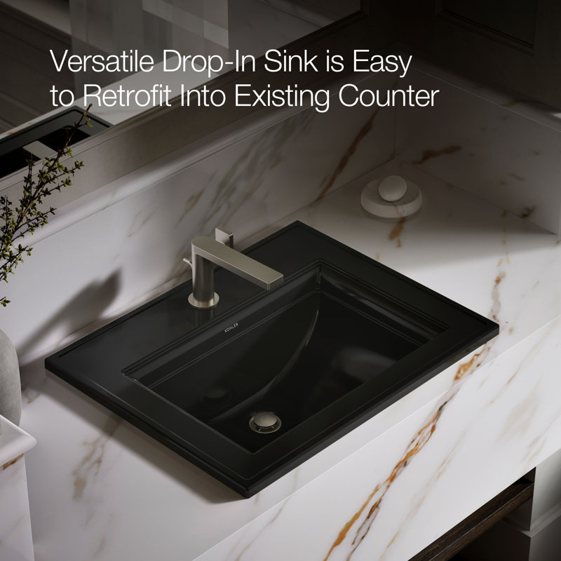 Memoirs® Stately Drop-in Bathroom Sink, Black, Single Hole