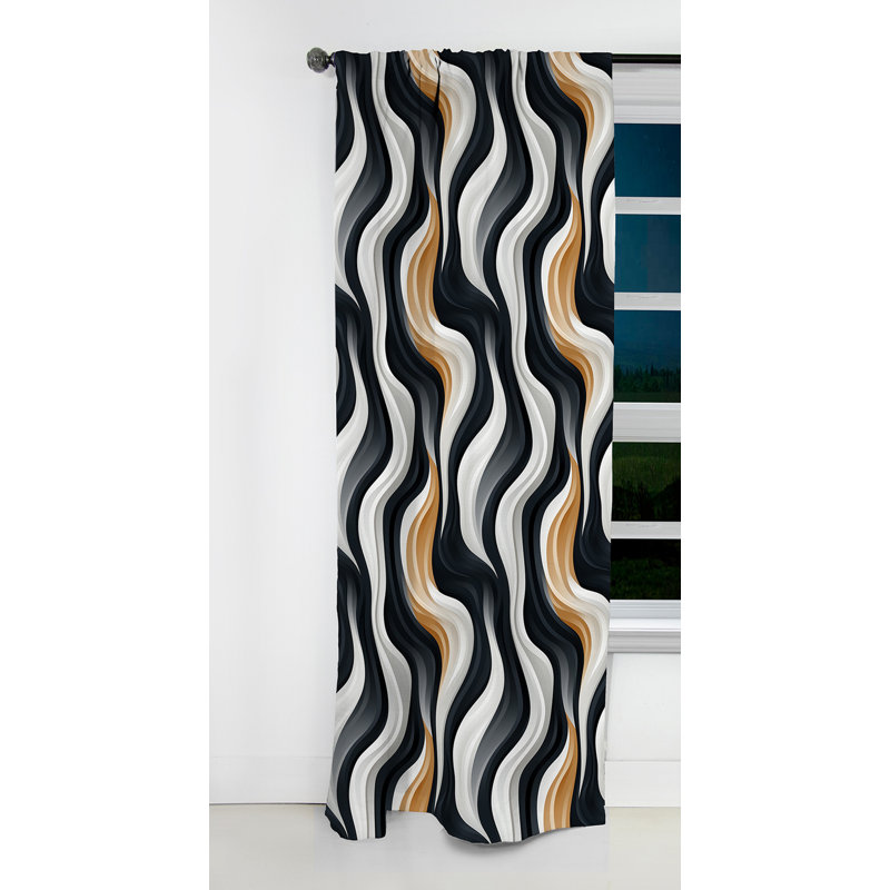 Rideau occultant rayé blanc et noir Minimalist Elegance II - 1 panneaux, L 52 po x L 95 po
