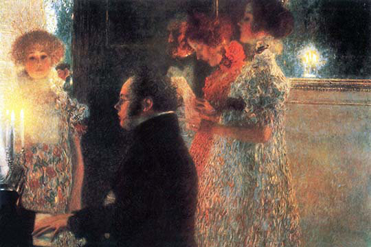 «Schubert at the Piano» par Gustav Klimt - reproduction imprimée, H 24 po x l 36 po x P 1,5 po