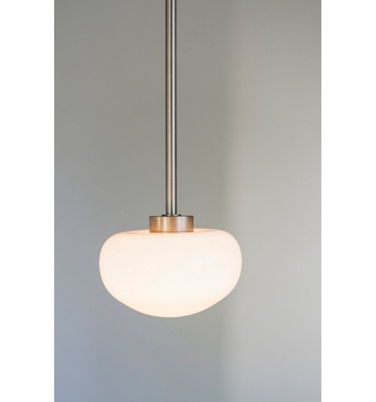 1 - Light LED Pendant, Opal, 24in Suspension Rod, Pewter