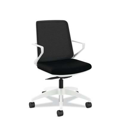 HON Cliq Light Task Chair, Fixed Arms, Mesh, Designer White Frame, Black