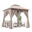 Pavillon de jardin extérieur Decksplore avec double toit, moustiquaire, rideaux d'intimité et structure en métal robuste-120929437