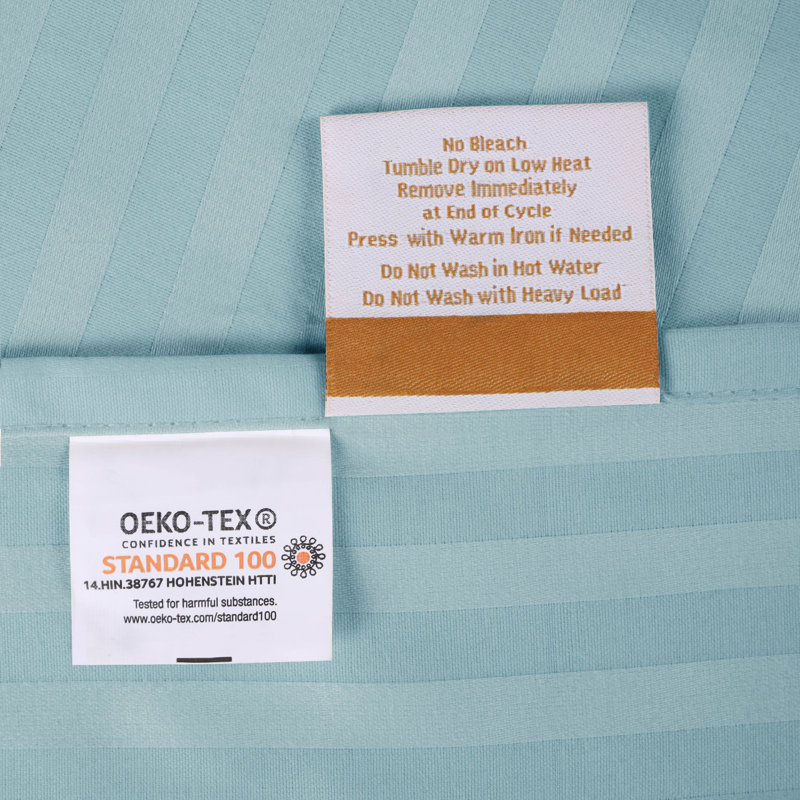 300-Thread Count Stripe Deep Pocket Standard Cotton Sheets, California King, Light Blue